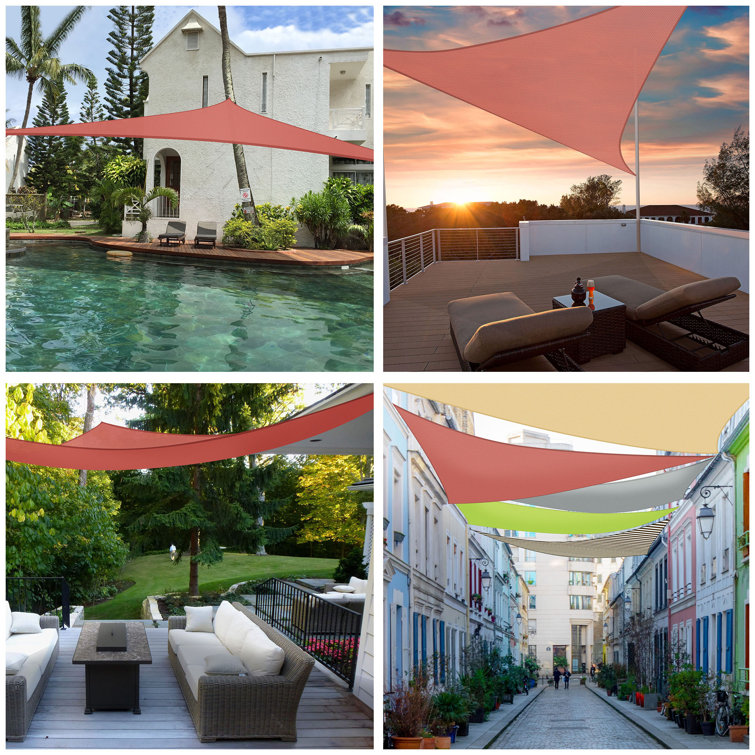 Yescom 11Ft 97% UV Block Triangle Sun Shade Sail Outdoor Patio Pool Garden Yard Lawn Carport Cover Net Awning Canopy Red